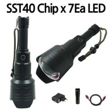 강력한밝기 T40칩 7개 LED 충전식 랜턴 손전등 후레쉬 SST7
