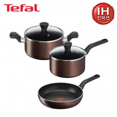 [테팔] 인덕션 초콜릿 티타늄 프로 프라이팬 24cm+냄비 편수 18cm+양수 20cm  TFC-IC4S8P0