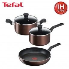 [테팔] 인덕션 초콜릿 티타늄 프로 프라이팬 28cm+냄비 편수 18cm+양수 20cm  TFC-IC8S8P0